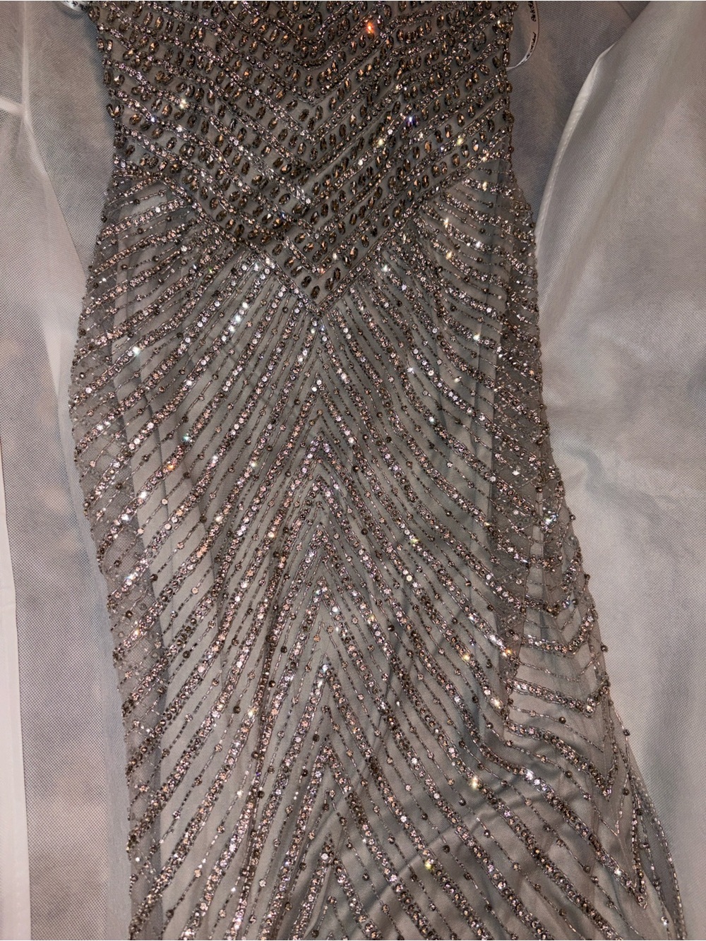 Chic and Holland. Sparkling Silver Beaded Spaghetti Strap Dress - Picture 8 of 13